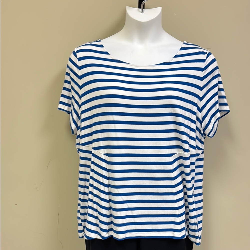 Talbots Striped Blue and White Women's Top